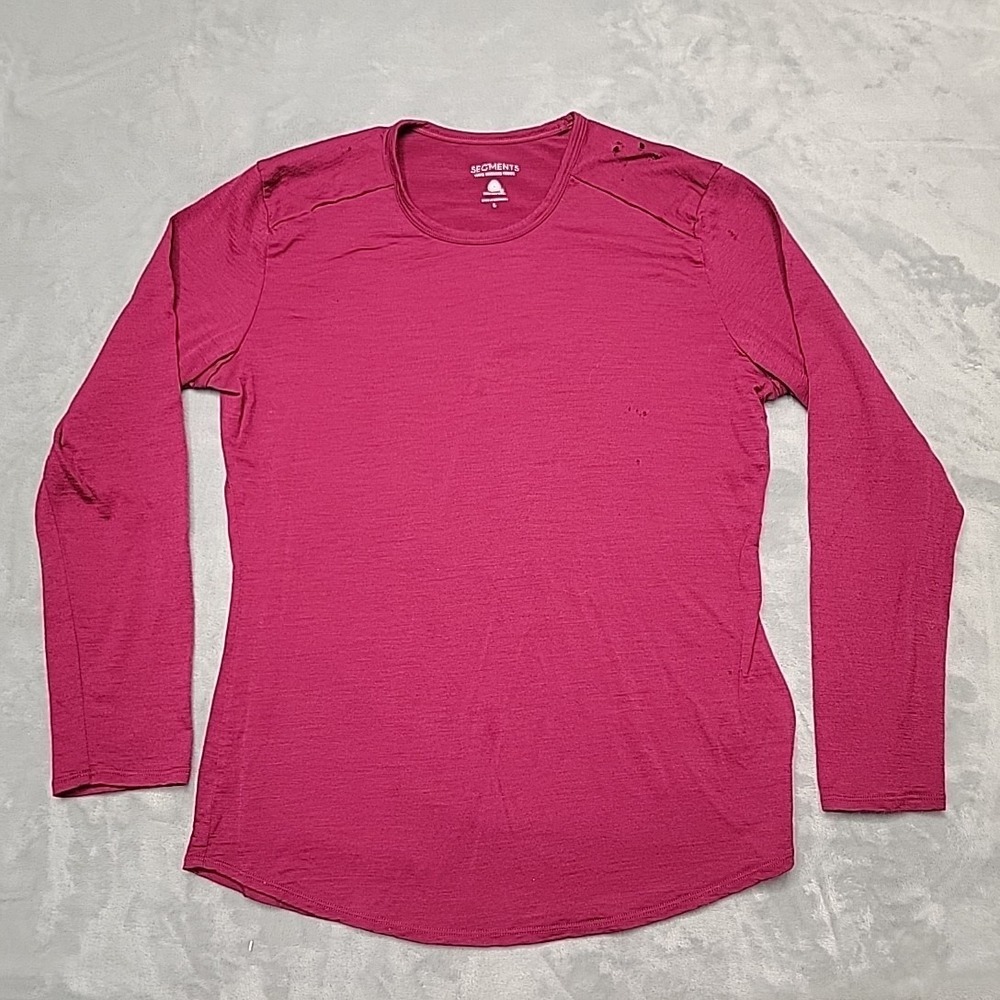 Segments Shirt Womens Large Pink Merino Wool Long Sleeve Base Layer Activewear